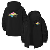 Retro Paper Airplane Unisex Full-Zip Printed Waterproof Hooded Windbreaker