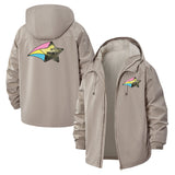 Retro Paper Airplane Unisex Full-Zip Printed Waterproof Hooded Windbreaker
