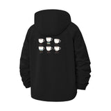 Coffee Drinks Motif Unisex Full-Zip Printed Waterproof Hooded Windbreaker
