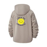 Smiley Face I Talk To Strangers Unisex Full-Zip Printed Waterproof Hooded Windbreaker