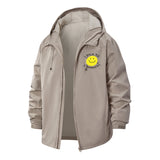 Smiley Face I Talk To Strangers Unisex Full-Zip Printed Waterproof Hooded Windbreaker