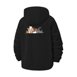 Cartoon Cow Unisex Full-Zip Printed Waterproof Hooded Windbreaker