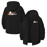 Cartoon Cow Unisex Full-Zip Printed Waterproof Hooded Windbreaker