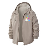 Meme Cat Triangle Art Unisex Full-Zip Printed Waterproof Hooded Windbreaker