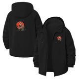 Retro Samurai Cat Unisex Full-Zip Printed Waterproof Hooded Windbreaker