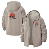 Retro Samurai Cat Unisex Full-Zip Printed Waterproof Hooded Windbreaker