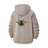 Warrior Insect Motif Unisex Full-Zip Printed Waterproof Hooded Windbreaker