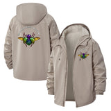 Warrior Insect Motif Unisex Full-Zip Printed Waterproof Hooded Windbreaker