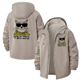 Sarcastic Cat Unisex Full-Zip Printed Waterproof Hooded Windbreaker