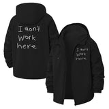 I Don't Work Here Unisex Full-Zip Printed Waterproof Hooded Windbreaker