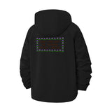 Pixel Heart Border Unisex Full-Zip Printed Waterproof Hooded Windbreaker