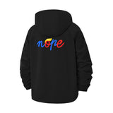 Playful Nope Script Unisex Full-Zip Printed Waterproof Hooded Windbreaker