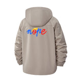 Playful Nope Script Unisex Full-Zip Printed Waterproof Hooded Windbreaker