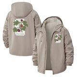 Botanical Fig Illustration Unisex Full-Zip Printed Waterproof Hooded Windbreaker