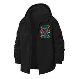 Folk-Inspired Quote Unisex Full-Zip Printed Waterproof Hooded Windbreaker