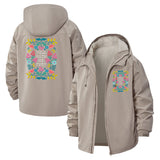 Folk-Inspired Quote Unisex Full-Zip Printed Waterproof Hooded Windbreaker