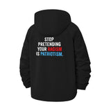 Social Justice Statement Unisex Full-Zip Printed Waterproof Hooded Windbreaker