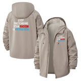 Social Justice Statement Unisex Full-Zip Printed Waterproof Hooded Windbreaker