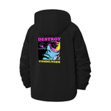 Retro Statement Unisex Full-Zip Printed Waterproof Hooded Windbreaker