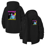 Retro Statement Unisex Full-Zip Printed Waterproof Hooded Windbreaker