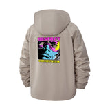 Retro Statement Unisex Full-Zip Printed Waterproof Hooded Windbreaker
