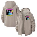 Retro Statement Unisex Full-Zip Printed Waterproof Hooded Windbreaker