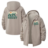 Bear Wilderness Resist Unisex Full-Zip Printed Waterproof Hooded Windbreaker