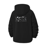 Wildflower Line Art Unisex Full-Zip Printed Waterproof Hooded Windbreaker