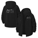 Wildflower Line Art Unisex Full-Zip Printed Waterproof Hooded Windbreaker