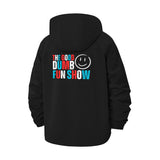 Fun Typography Unisex Full-Zip Printed Waterproof Hooded Windbreaker