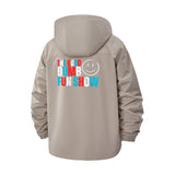 Fun Typography Unisex Full-Zip Printed Waterproof Hooded Windbreaker