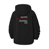 Latin Typographic Unisex Full-Zip Printed Waterproof Hooded Windbreaker