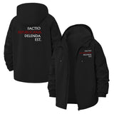 Latin Typographic Unisex Full-Zip Printed Waterproof Hooded Windbreaker