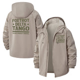 Military Phonetic Alphabet Unisex Full-Zip Printed Waterproof Hooded Windbreaker