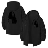 Silhouette Portrait Unisex Full-Zip Printed Waterproof Hooded Windbreaker