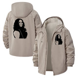 Silhouette Portrait Unisex Full-Zip Printed Waterproof Hooded Windbreaker