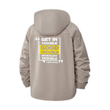 Inspirational Quote Unisex Full-Zip Printed Waterproof Hooded Windbreaker
