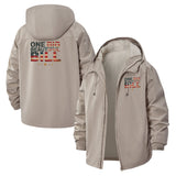 Patriotic Stars and Stripes Unisex Full-Zip Printed Waterproof Hooded Windbreaker