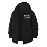 Defend Democracy Unisex Full-Zip Printed Waterproof Hooded Windbreaker