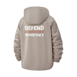 Defend Democracy Unisex Full-Zip Printed Waterproof Hooded Windbreaker