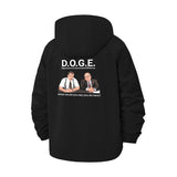 Office Humor D.O.G.E. Unisex Full-Zip Printed Waterproof Hooded Windbreaker
