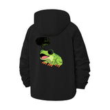 Cartoon Frog Unisex Full-Zip Printed Waterproof Hooded Windbreaker