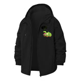 Cartoon Frog Unisex Full-Zip Printed Waterproof Hooded Windbreaker