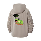 Cartoon Frog Unisex Full-Zip Printed Waterproof Hooded Windbreaker