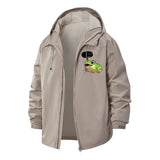 Cartoon Frog Unisex Full-Zip Printed Waterproof Hooded Windbreaker