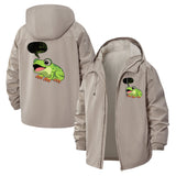 Cartoon Frog Unisex Full-Zip Printed Waterproof Hooded Windbreaker