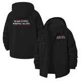 Satirical Phrase Unisex Full-Zip Printed Waterproof Hooded Windbreaker