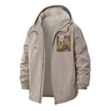 Anime Cat Cafe Unisex Full-Zip Printed Waterproof Hooded Windbreaker