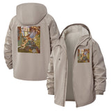 Anime Cat Cafe Unisex Full-Zip Printed Waterproof Hooded Windbreaker