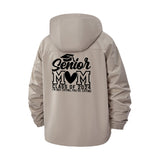Senior Mom Heart Class of 2024 Unisex Full-Zip Printed Waterproof Hooded Windbreaker
